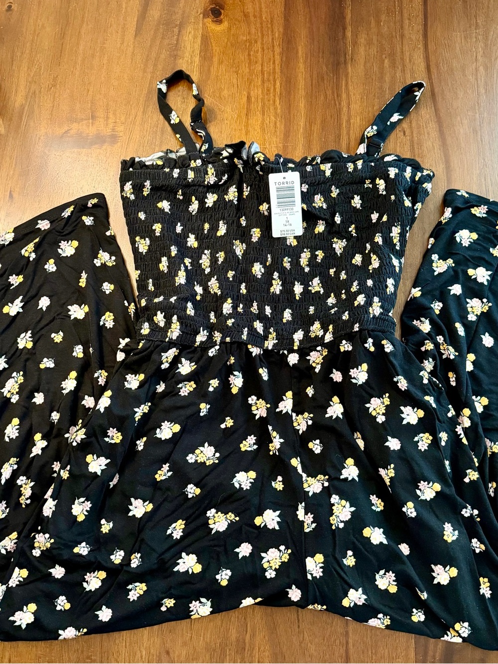 Torrid Romper Black Floral Smocked Maxi Dress